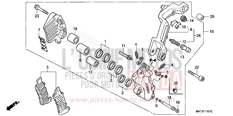 ETRIER DE FREIN AVANT (G.) de Super Blackbird CANDY PHOENIX BLUE (PB284) de 2000